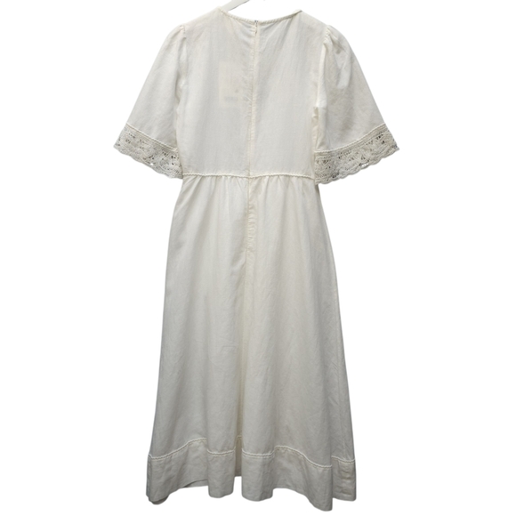 Sezane Ursula Crochet Midi Dress In Ecru - Picture 5 of 12